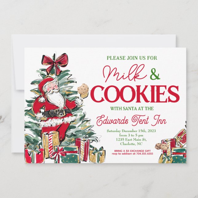 Invitación Leche y galletas con santa, Santa Breakfast, (Anverso)