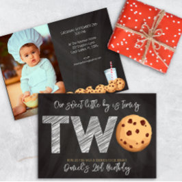 Invitación Leche y galletas "Dos dulces" foto de segundo cump