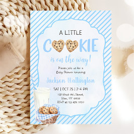 Invitación Leche y galletas Fiesta de ducha Blue Baby Boy