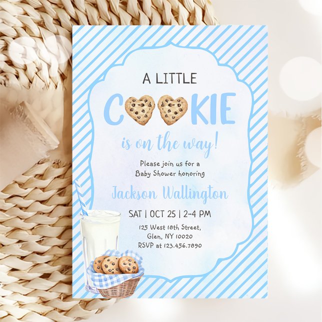 Invitación Leche y galletas Fiesta de ducha Blue Baby Boy (Subido por el creador)