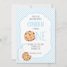 Leche y Galletas niño azul primer Cumpleaños