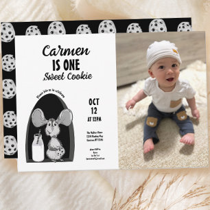 Invitación Leche y galletas Ratón Dulce Fotos de cumpleaños