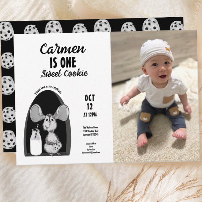 Invitación Leche y galletas Ratón Dulce Fotos de cumpleaños (Subido por el creador)