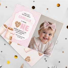 Invitación Leche y galletas rosadas foto de fiesta de cumplea