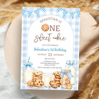 Invitación Leche y Galletas Un Dulce Cookie Cumpleaños 1