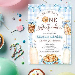 Invitación Leche y Galletas Un Dulce Cookie Cumpleaños 1
