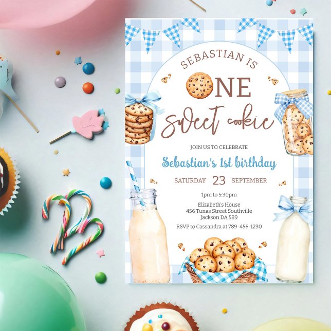 Invitación Leche y Galletas Un Dulce Cookie Cumpleaños 1 (Subido por el creador)