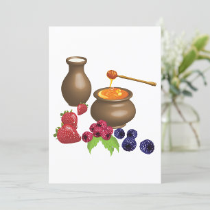 Invitación Leche y Miel con Bayas Comida Rústica