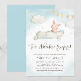Invitación Lechón acuático Vintage Car Blue Baby Shower