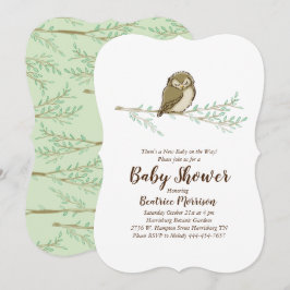Invitación Lechuza Baby Shower Woodland Bird