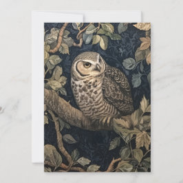 Invitación Lechuza Barrada al estilo William Morris de un árb