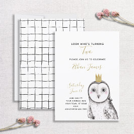 Invitación Lechuza Blanca y Negra, Fiesta de segundo cumpleañ