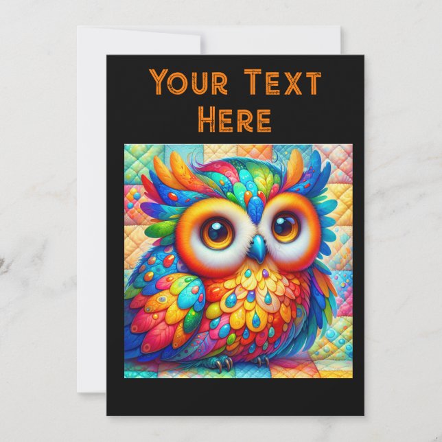 Invitación Lechuza Colorida Adorable (Anverso)