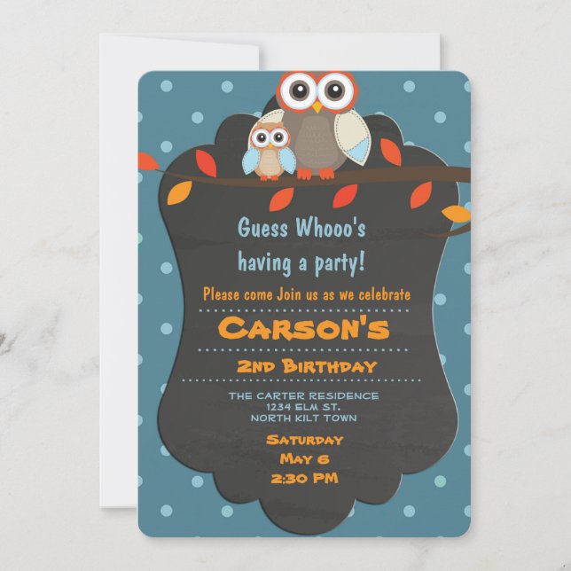 Invitación Lechuza de cumpleaños de Woodland (Anverso)