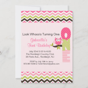 Invitación Lechuza en rama invitando a un cumpleaños