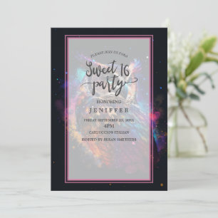 Invitación Lechuza espacial colorida