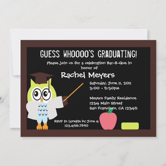 Invitación Lechuza graduada invitada (Anverso)