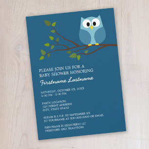 Invitación Lechuza linda en la ducha de bifurcación para niño