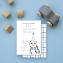 Lechuza Negra y Blanca Primer Fiesta de Nacimiento