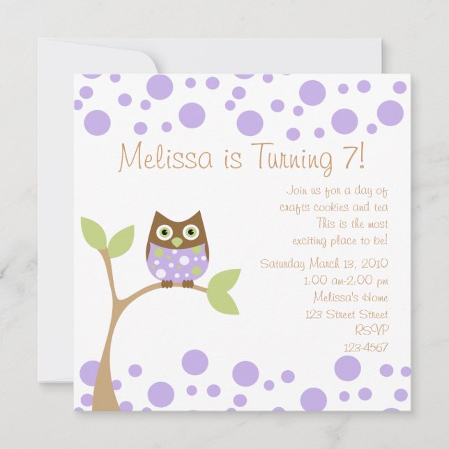 Invitación Lechuza púrpura (Anverso)