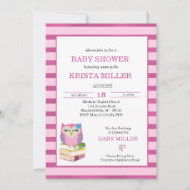 Invitación Lechuza Púrpura Rosa Trae Un Baby Shower De Libros