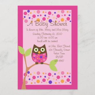 Invitación Lechuza rosa Baby Shower Invitación-hotpink por pe