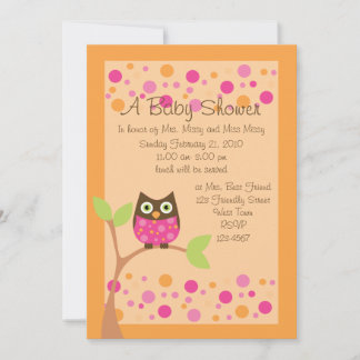 Invitación Lechuza rosa Baby Shower Invitación-hotpink por pe