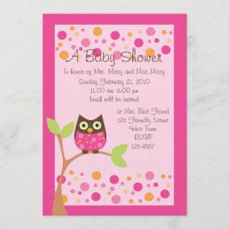 Invitación Lechuza rosa Baby Shower Invitación-hotpink por pe