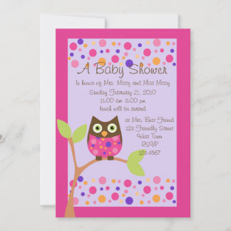 Invitación Lechuza rosa Baby Shower Invitación-hotpink por pe
