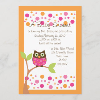 Invitación Lechuza rosa Baby Shower Invitación-hotpink por pe