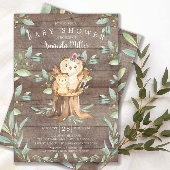 Invitación Lechuza Rustica y Baby Shower para Mamá (Subido por el creador)