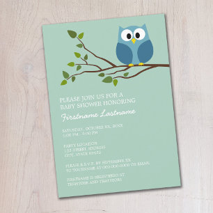 Invitación Lechuza verde de menta en ducha de bifurcación par