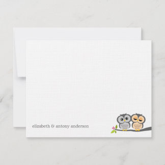 Invitación Lechuzas adorables Personalizado Flat Gracias Nota