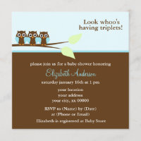 Lechuzas azules trillizos Baby Shower