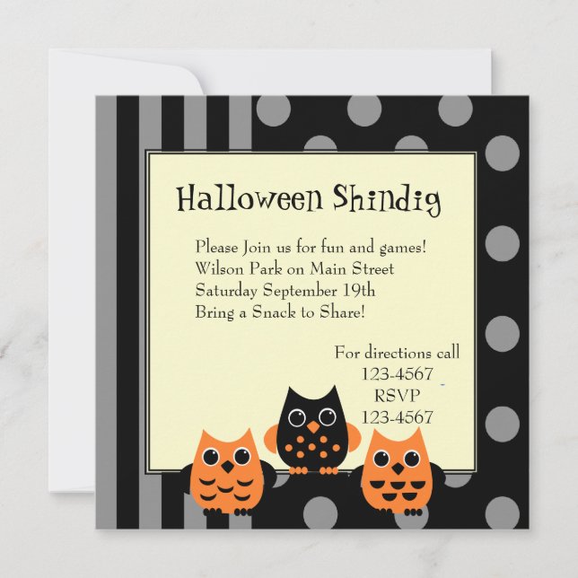 Invitación Lechuzas de Halloween (Anverso)