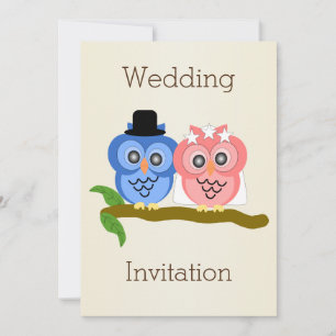 Invitación Lechuzas diseñan Boda de color champagne