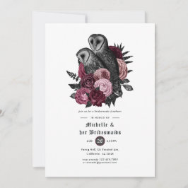 Invitación Lechuzas florales de Borgoña Novias góticas Lunche