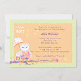 Invitación Lechuzas singulares, bebé, ducha