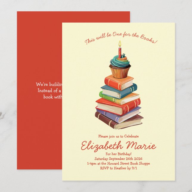 Invitación Lectura de los niños de la fiesta de cumpleaños de (Anverso / Reverso)