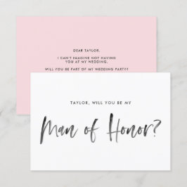 Invitación Leer de pincel rosado será mi hombre de honor