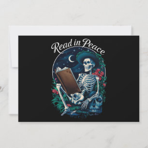 Invitación Leer en paz Skeleton Leer libro Lover Bookish