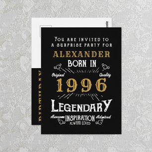 Invitación Legend 30 Cumpleaños 1996 Negro Oro