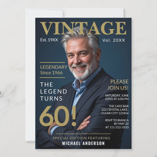 Invitación Legendario desde 1966 Edición 60 Cumpleaños  (Anverso)