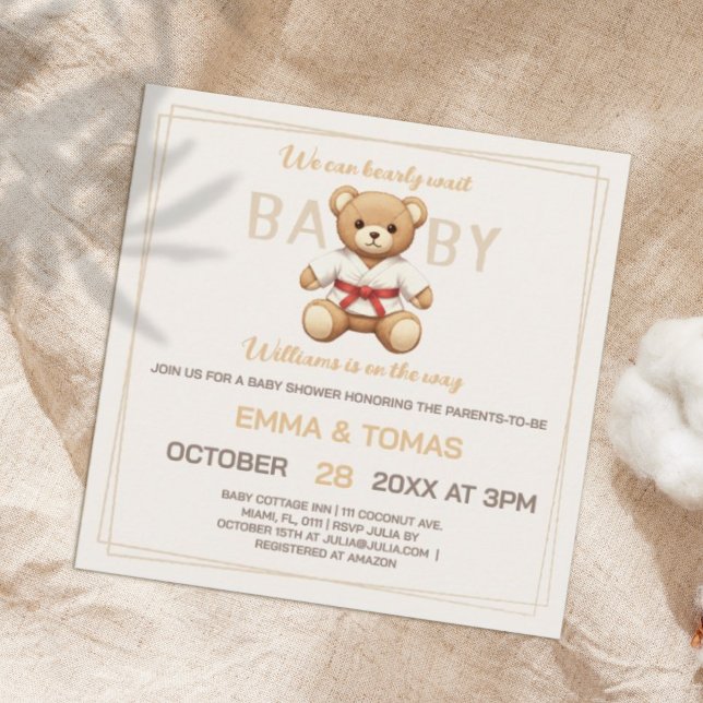 Invitación Legendary Red Belt Judo Bear – Baby Shower (Subido por el creador)