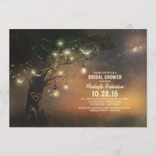 Invitación Leghts Tree & Mason Jars Rustic Bridal Shower