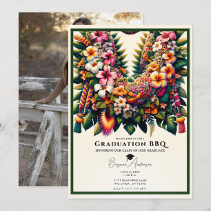 Invitación Lei Floral Tropical para Foto de Graduación en Bar