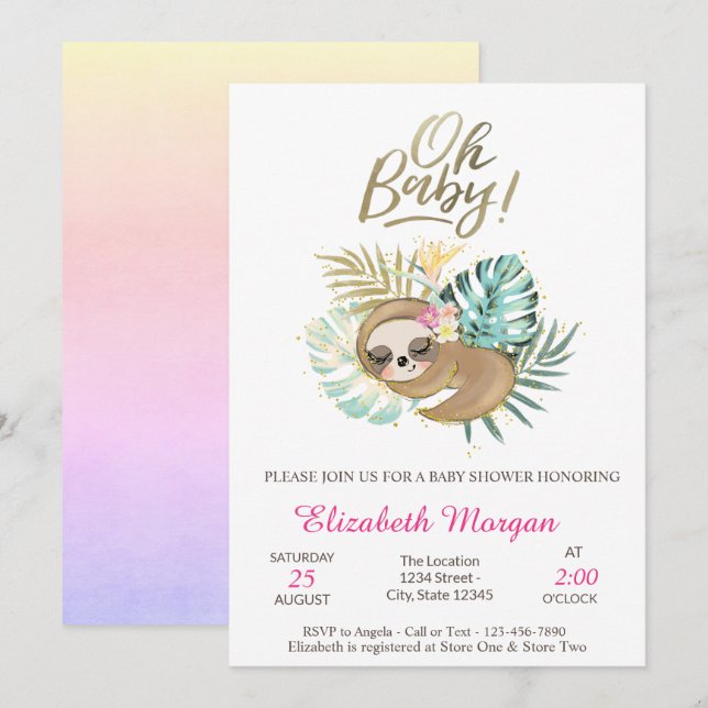 Invitación Lema para dormir lindo Oh Bebé Verano Baby Shower (Anverso / Reverso)