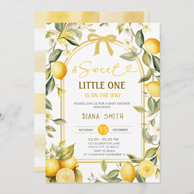 Invitación Lemon A Sweet Little One Baby Shower Invite (Anverso / Reverso)