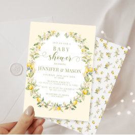 Invitación Lemon amarillo floral wreath bohemie bebé ducha