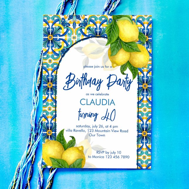 Invitación Lemon azul Amalfi Positano cumpleaños (Subido por el creador)